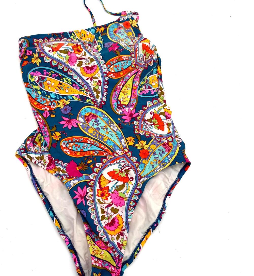 Trina Turk Nomad Paisley One Shoulder One Piece Swimsuit Size 12